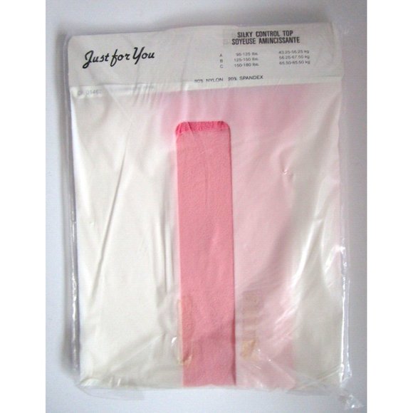 Vintage Just For You Silky Control Top "Pastel Pink" Pantyhose - P 9960 Size A - Picture 2 of 5